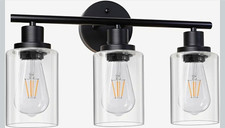 Unicozin Modern Bathroom Light Fixtures, 3 Light Vanity Lights, Black, E26 Base