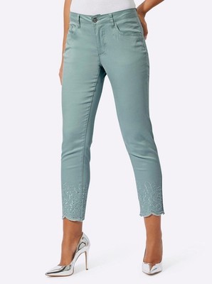 Damen 7/8 Jeans Hose Schmal Gerade kalkmint NEU