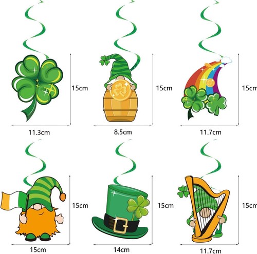 St Patricks Day Decorations,30Ct Lucky Shamrock Clover Hanging Swirls for St Pat - Picture 6 of 7