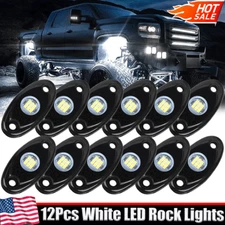 12x White LED Rock Lights Underbody Trail Rig Glow Lamp Offroad SUV Pickup Truck