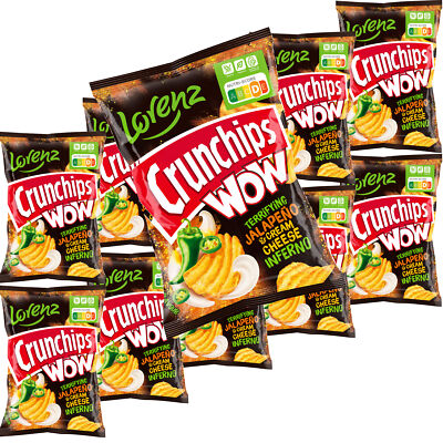 Lorenz Crunchips WOW Jalapeno & Sour Cream geriffelte Kartoffelchips VPE 10x110g