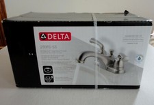 2009 New In Box Delta Bathroom Sink Faucet 25915-SS 2 Handle Stainless Finish