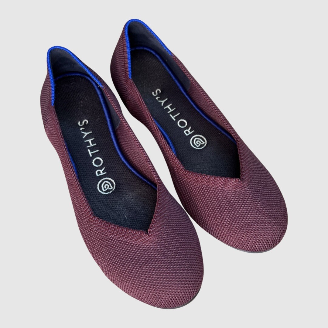 Rothy's The Round Toe Ballet Flats Slip On Knit Purple Shoes US7