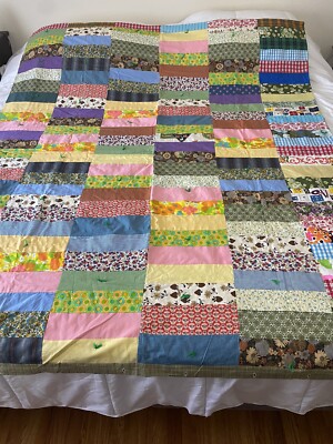 Vintage Handmade Patchwork Quilt Duvet Machine Sewn