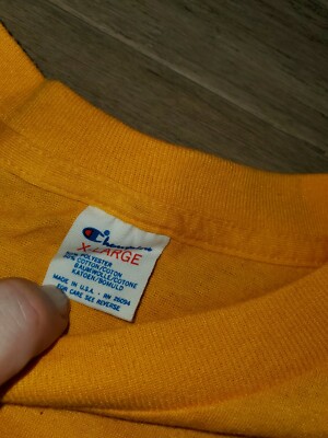 VTG 1980's LSU Tigers Yellow Single Stitch S/S Crewneck champion
