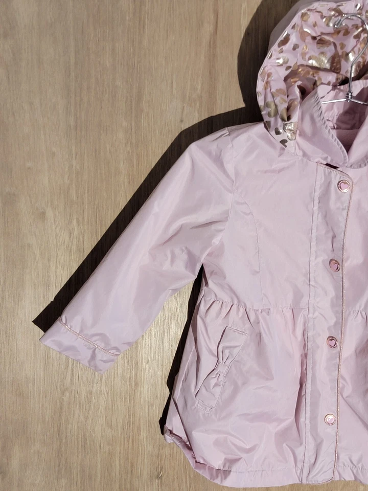 londres chaqueta niebla niñas talla 5 sudadera con capucha cremallera completa botones bolsillos abrigo rosa Foto 2 de 4