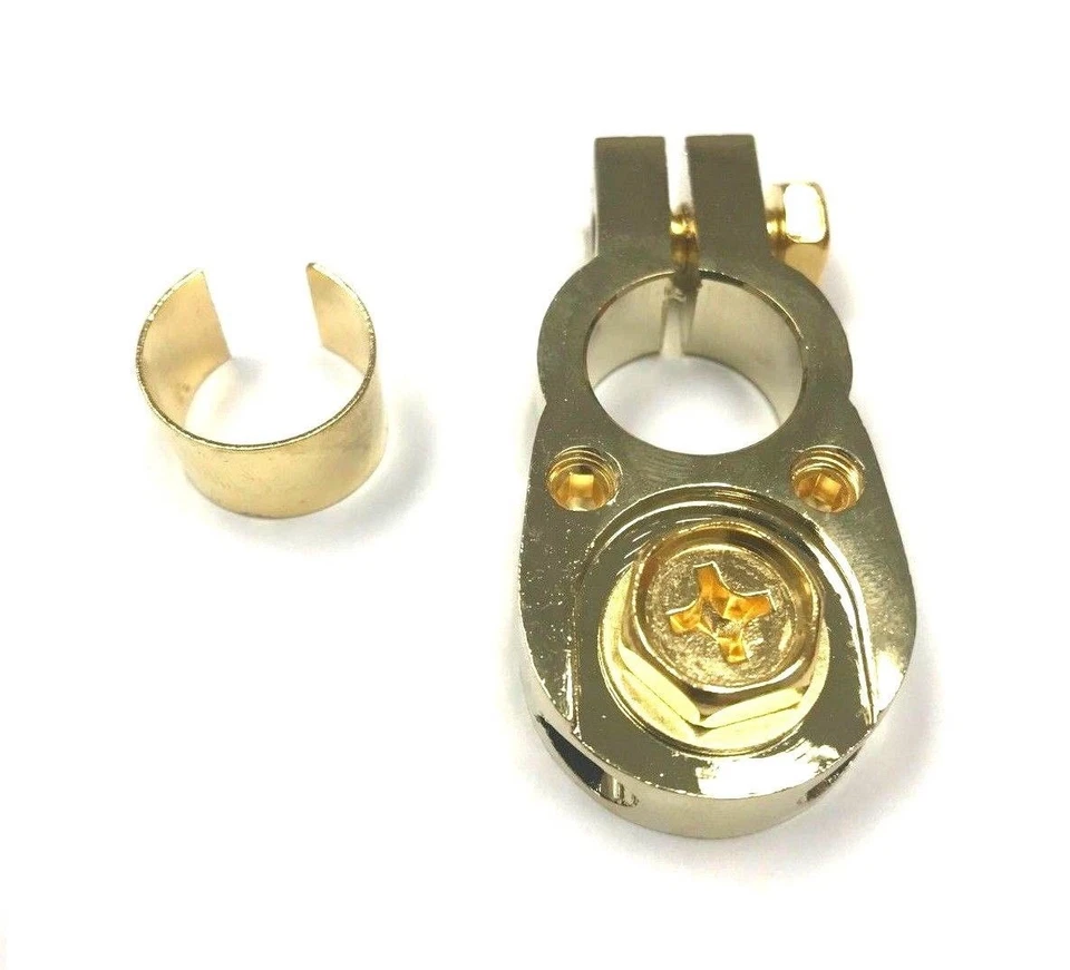 2pc Gold Battery Terminal Positive/Negative Universal any size w/ 2 8 awg inputs - Image 2 of 4