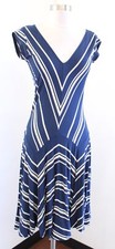 Ralph Lauren Sport Womens Blue Striped V Neck Tee Dress Size XS