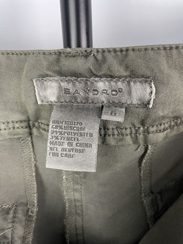 Sandro Green Cargo Convertible Multipocket Roll Tab Adjustable Length Pants Sz 6 - Picture 7 of 8