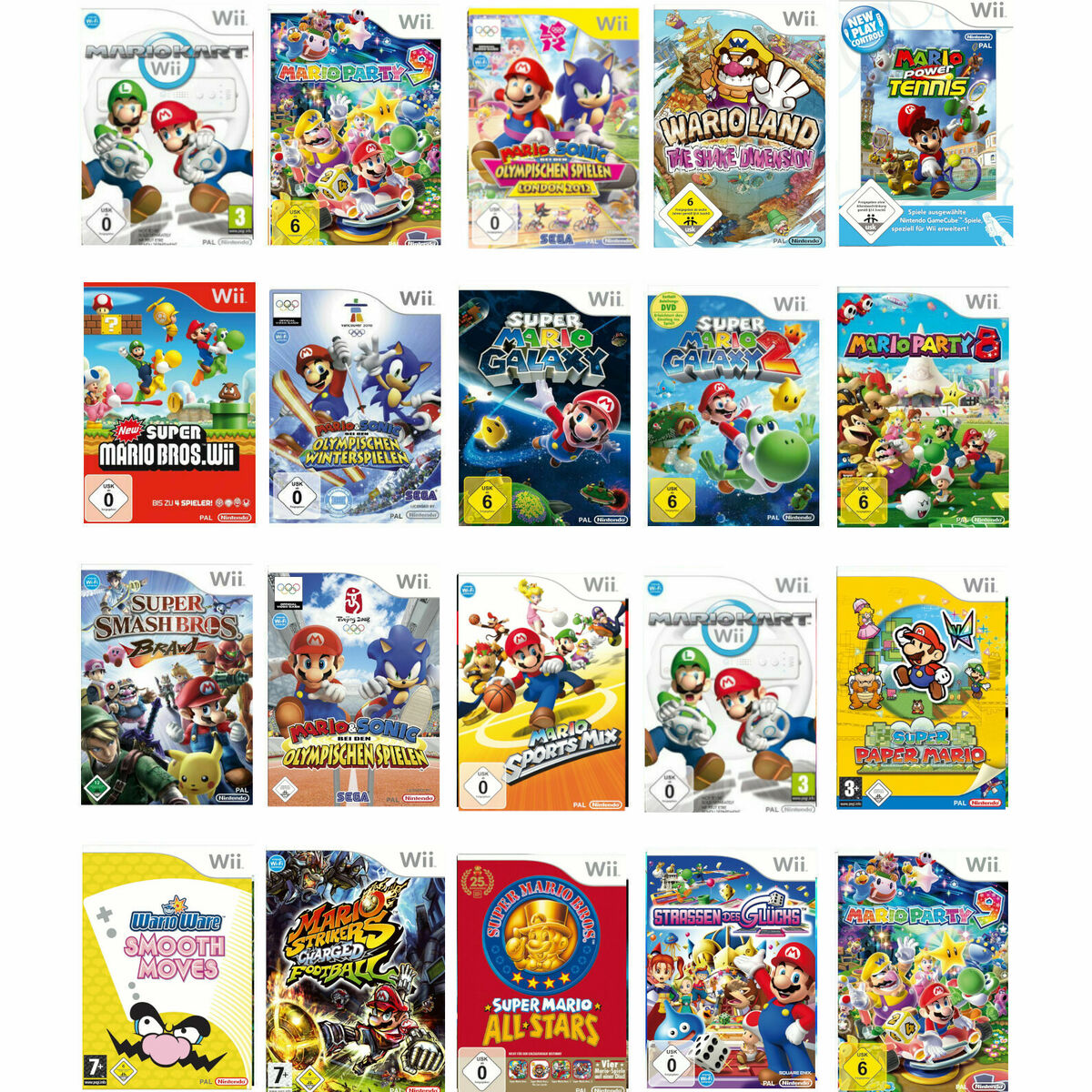 Nintendo Wii tous les jeux Mario au choix : Kart, Galaxy, New Super Bros,  Wario