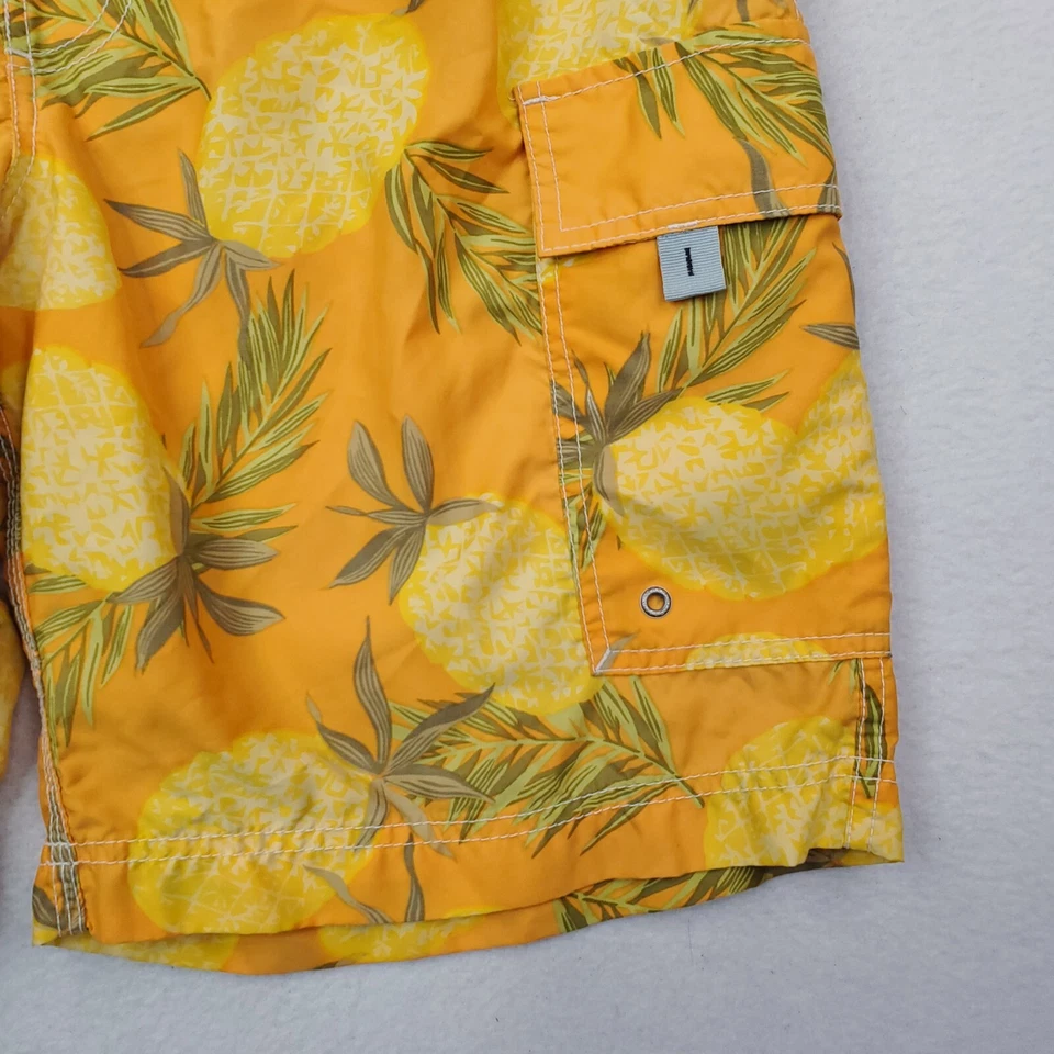 Pantalones Cortos Banana Republic Para Hombres 31 Amarillo Naranja Piña AOP DE COLECCIÓN Boardshorts Baúl Foto 2 de 4