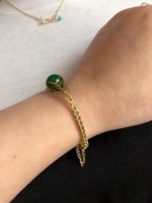 Bracelet Jonc œil En Pierre Agate Verte - Fait Main - Neuf Avec étiquettes