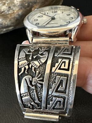 Mens Kokopelli Navajo Sterling Silver Old Pawn Watch Tips 2093 | eBay
