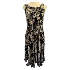 NWT Lola P Black Tan Sleeveless Stress Tropical Zoo Animal Print Dress Size M