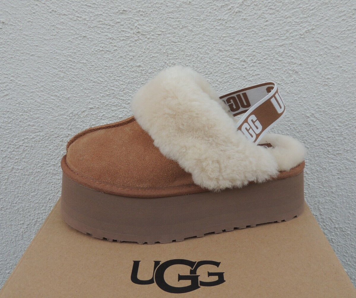 UGG CHESTNUT FUNKETTE PLATFORM SLIDE SLIPPER SANDALS, WOMEN US