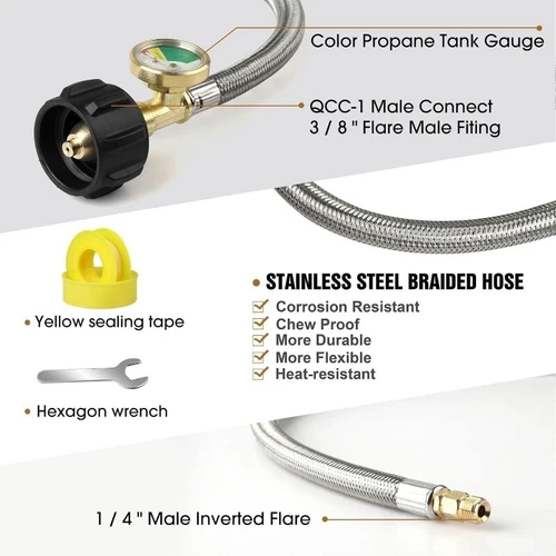 RV Propane Regulator 2 Tank Hoses,2-Stage Auto Changeover LP Propane Gas Regulat - Bild 10 von 10