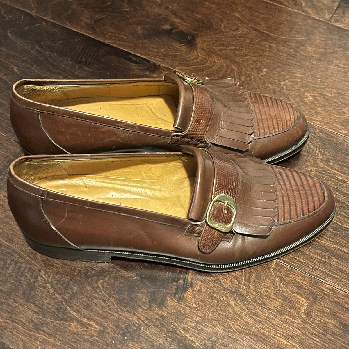 Botticelli Mens Sz 8.5 Vintage Brown Loafers With Buckle  display picture 3