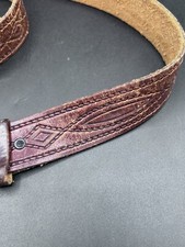 Men's Western Leather Belt Design Single Prong Silver Buckle 1.5"W 35-40"L