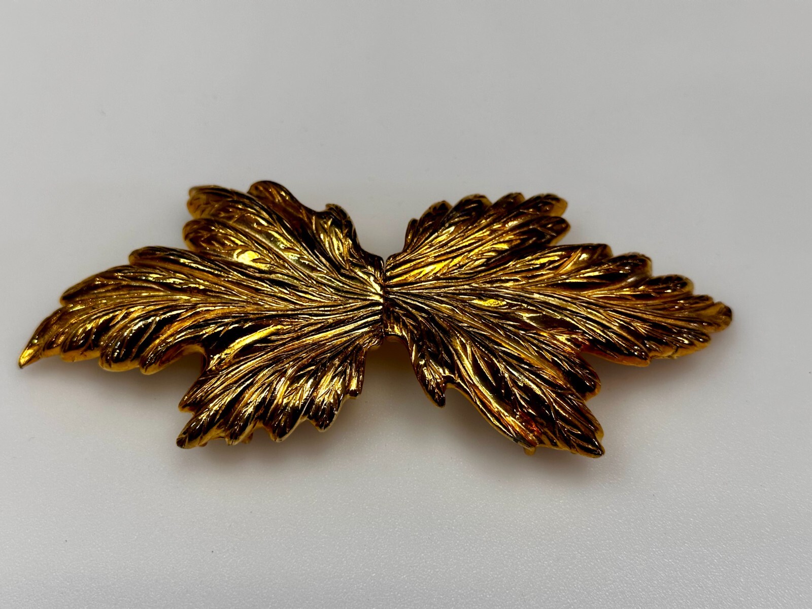 Detailed Leaf Two Piece Interlocking Vintage Gold… - image 13