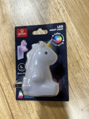 Globe LED Unicorn Night Lights, Auto On/Off Color Changing Lot Of 2