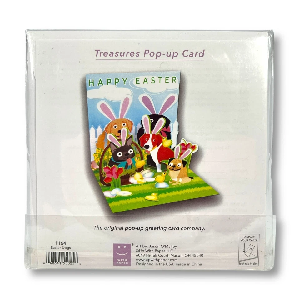 3D Easter Pop Up Greeting Card for Kids Adults Family Dogs w Bunny Ears Cute NEW - Image 2 of 4