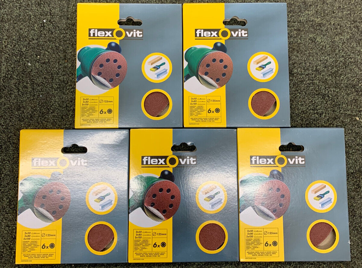 5"" Random orbital sander Hook and Loop Sanding Disc x30 discs 50/80/120 Grit