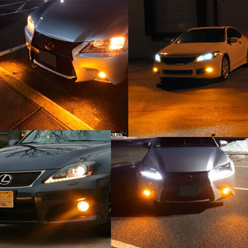 2 Amber Yellow H11 H8 Car Truck Pickup Fog Lights Driving Lamps 92-SMD LED Bulbs - Picture 7 of 9