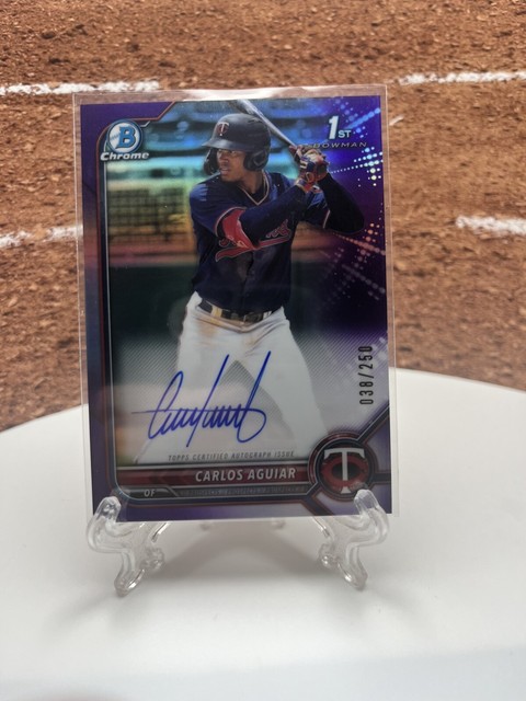 2022 Bowman Chrome Prospect Purple Refractor Carlos Aguiar 1ST ROOKIE AUTO /250