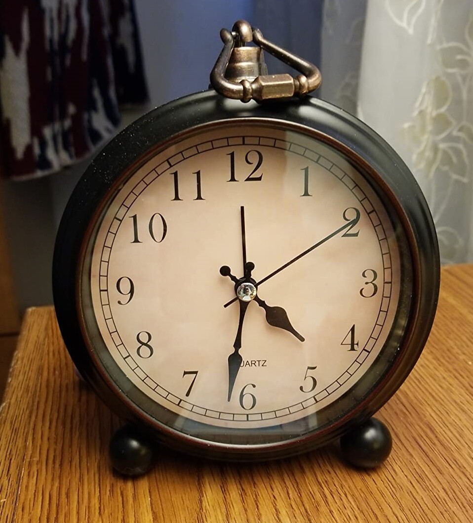 Vintage Retro Style Analog Alarm Clock, 4 inch Super Silent Non Ticking Small image