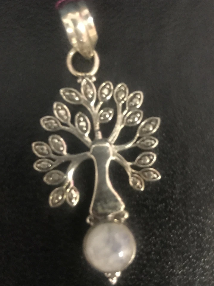 Colgante Árbol de la Vida de Plata de Ley 925 con Piedra Lunar Foto 2 de 3