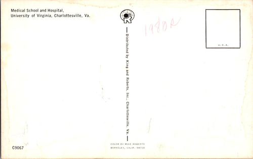 Postcard - University of Virginia Medical School and Hospital Charlottesville - Picture 2 of 2