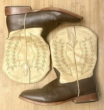 Roper Big Kids Billy Brown Western Cowboy Pull On Heeled Boots Size US 7 M EU 39