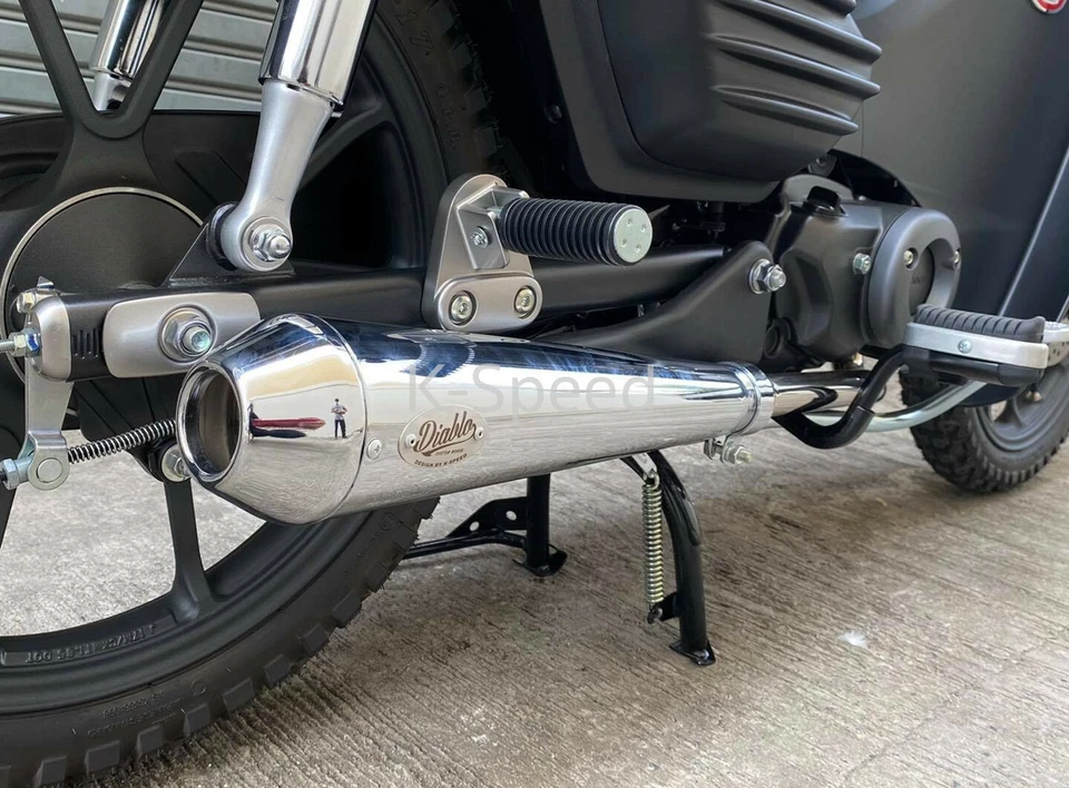 Sistema de escape completo punta cromada para Honda C125 Super Cub 2019 2020 2021 Foto 2 de 3