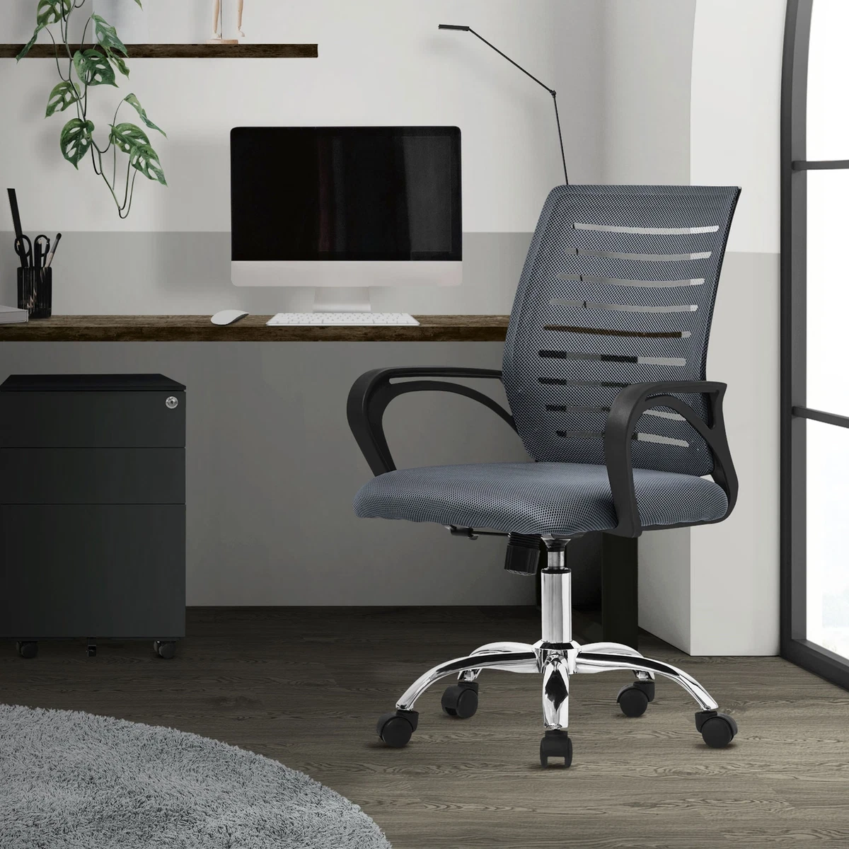 Sedia Da Ufficio Con Braccioli Pieghevoli Sedia Da Ufficio In Tela Seduta Girevole A 360 Supporto Lombare Regolabile Salvaspazio Beige 120005867 89464814
