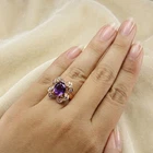 925 Sterling Silver Rose Gold Rings Ravishing Blue Purple Sapphire Oval 4.35Ct