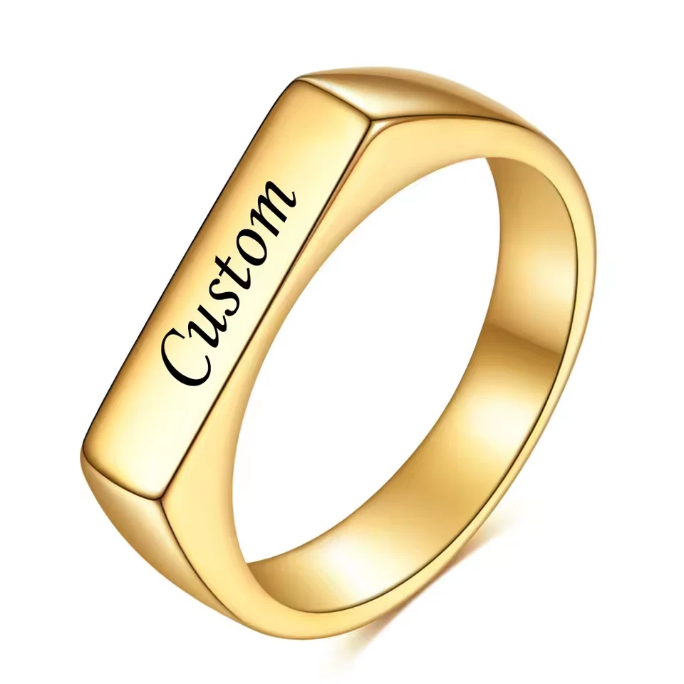 Anillo con Nombre Personalizado Joyería Grabada Oro Plata Banda Personalizada Mujeres Niñas Regalo Foto 3 de 4