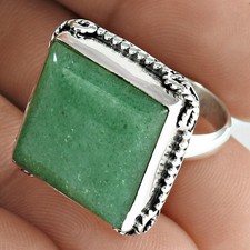 Green Aventurine Stone Statement New Ring Jewelry Size 7 Solid Sterling Silver