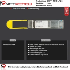 Arista QSFP-40G-LRL4  SMF LC QSFP+LR4 XVR-10063-20