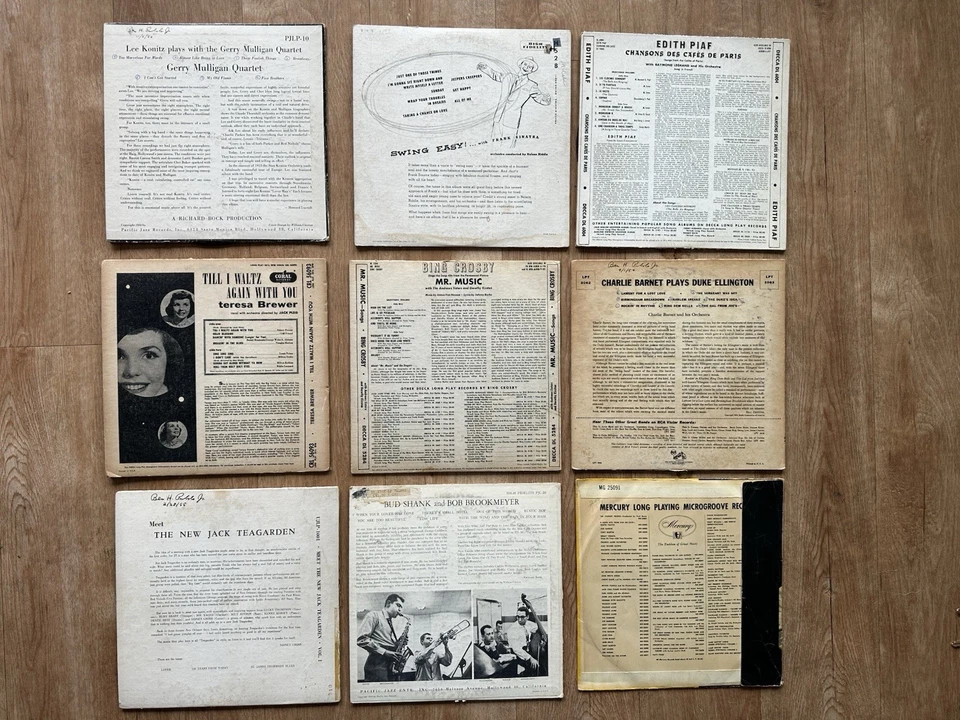 10" Jazz Pop Vocal BUNDLE LOT of 9 Frank Sinatra Bing Crosby Gerry Mulligan Lp Foto 2 de 2