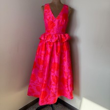 NWT Kate Spade x Target Peplum Ruffle Midi Dress Women 0 Red Pink Cocktail Party