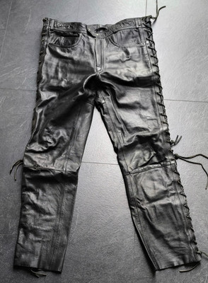 *** HARRO Vintage (90er) Herren Leder - Schnürjeans, schwarz, Größe 58 ***