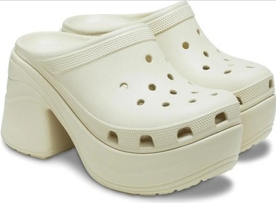 Crocs Unisex Siren Clog Off-White Platform Mules Size Women's 11 Men's 9 NWT