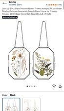 2pcs Pressed Flower Frame Glass Floating Black Octagon Chain 5x7"