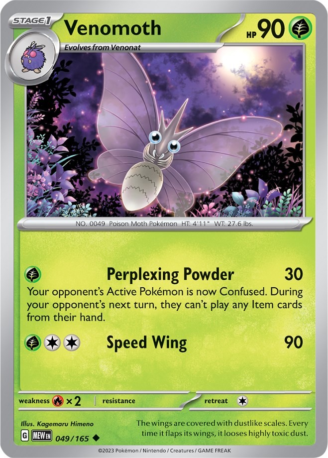 Venomoth MEW 049/165 Pokémon SV: Scarlet & Violet 151 Uncommon EN NM