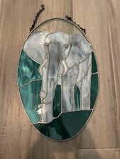 Elephant Stained Glass Suncatcher Hanging Wild Animal Ornament On Chain