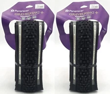 2 Panaracer GravelKing 700x38 EXT + Plus ProTite Tires Tubeless Folding Black