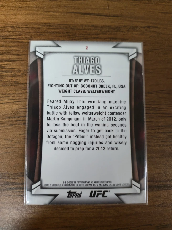 2013 Topps UFC Knockout - Thiago Alves #2 Blue /88 - Image 2 of 3