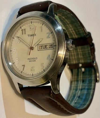 timex indiglo wr 50m Mens Stainless Steel Watch Runs Vintage