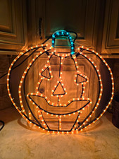 LED Rope Light Halloween Jack-O'-Lantern Decoration - Lighted Pumpkin Sign