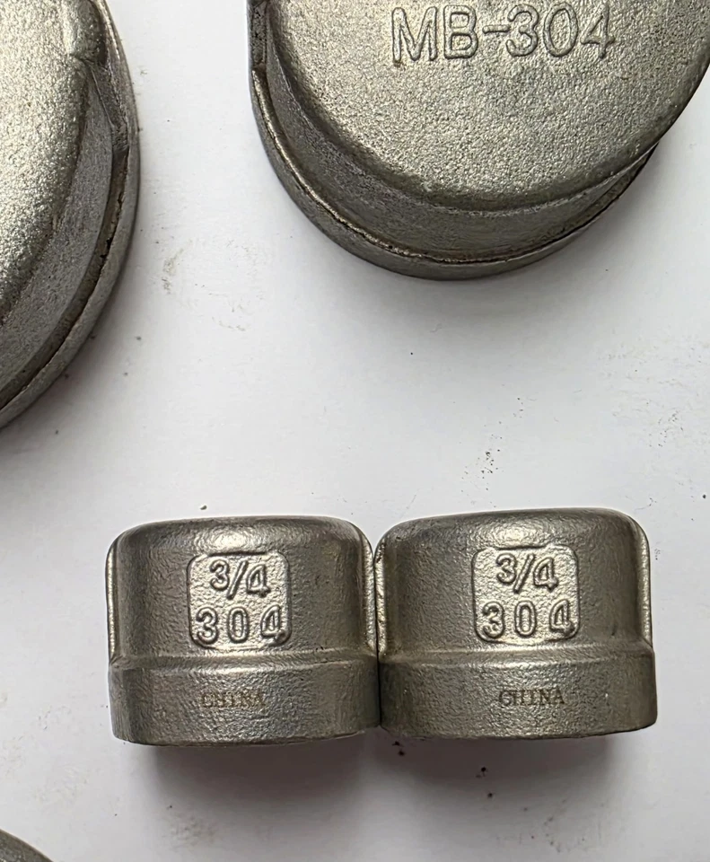 304 STAINLESS STEEL THREADED CAPS, 150#, PACK OF 8 - Image 3 of 3